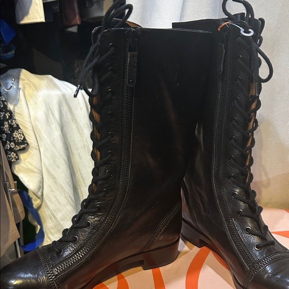 Via Spiga Black Lace-Up Boots - Picture 3 of 6